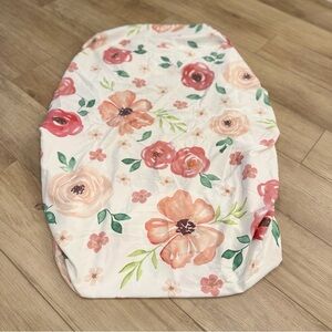 Sweet JoJo Designs Watercolor Floral Peach and Green Collection Crib Sheet